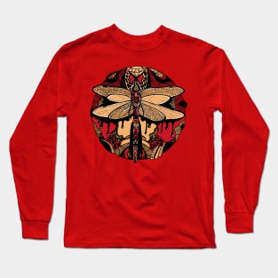 Red and Cream Circle of the Dragonfly Long Sleeve T-Shirt